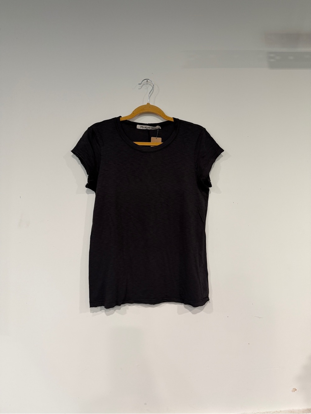 Michael Stars Trudy Short Sleeve raw edge Crewneck Tee- Oxide